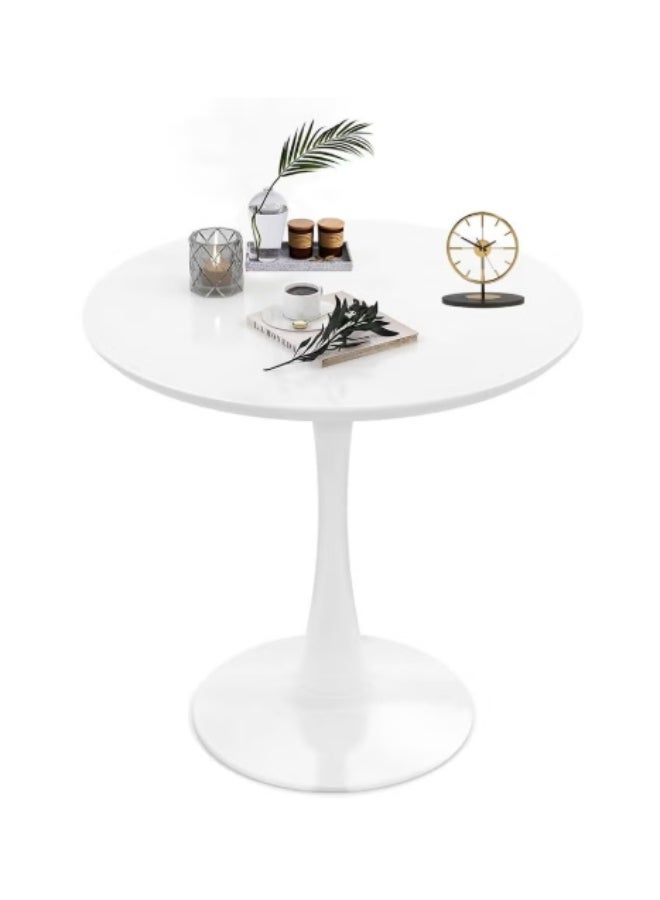 Forthcan 23.4" Tulip Dining Table, Round White Table for 2-4 People, Mid-Century Modern Style, MDF Top with Sturdy Metal Base for Dining Room, Living Room, Café - Image 1